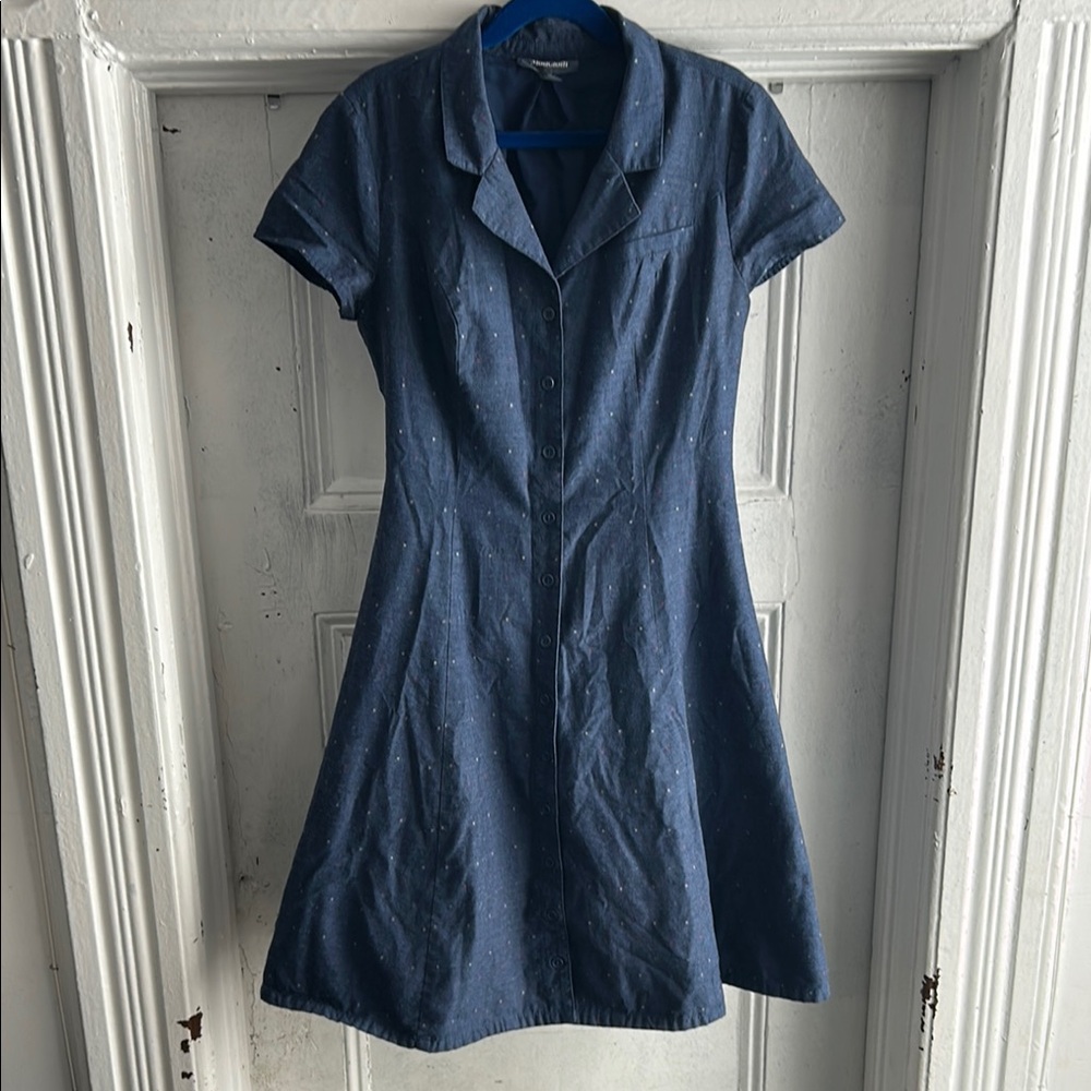 Modcloth Navy Blue Button-Up Dress